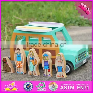 2017 New Products Funny Dog and Four People Wooden Car for Kids W04A314 thumbnail-1