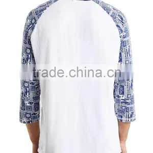 Stamp Pattern Printing Raglan t Shirt Pure Cotton High Quality Custom Long Sleeve Shirt for Male thumbnail-3
