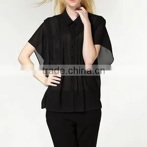 High Fashion Trendy Designed Batwing Sleeves Female Office Uniform Designs Ladies Fancy Tops thumbnail-2