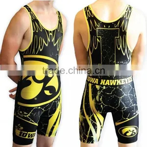 Top Quality Black State Cheap Wrestling Singlets for Sale thumbnail-1