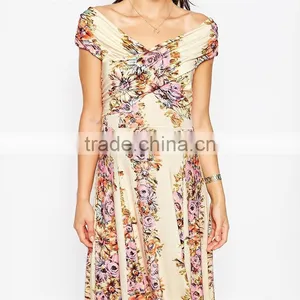 Sexy Womens Floral Printing Dress Plus Size Midi Skater Maternity Dress DR0007A thumbnail-2