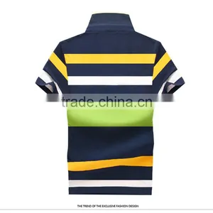 Wholesale Custom Polo T Shirt 2016 New Design Cotton Short Casual Striped Slim Contrast Color Men's Polo Shirt thumbnail-2