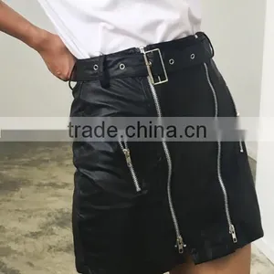 Runwaylover 5082 Sexy Europea Hot Waist Zipper Sexy pu Leather Skirt thumbnail-1