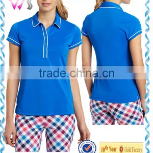 Custom Cotton Button Up Womens Blank Polo T-shirt Banded Collar thumbnail-6
