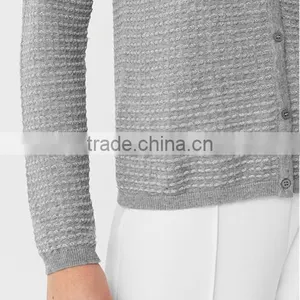 Womens Open Front Wool Custom Button up Cardigan Bamboo Sweater With Wholesale Price thumbnail-5