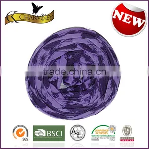 Charmkey Hot Sale Printed Tape Yarn 95polyester 5spandex Fettuccini Yarn T Shirt Yarn thumbnail-3