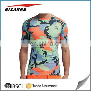 Slim Fit Gym T Shirt Men Short Sleeve Quick Dry Compression Shirt thumbnail-6