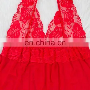 Red Plus Size See Through Girls Sexy Sleeping Dress thumbnail-5