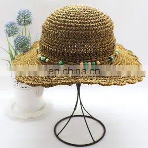 2015 New Fashion Casual Summer Sunscreen Wide Large Brim Cap Women Hollow Out Straw Hat thumbnail-2