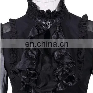 Gothic Ruffled High Neck Shirt With Puffed Sleeves and Jabot With Brooch thumbnail-5