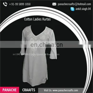 100% Cotton Summer Lucknowi Chikan Kurtis for Sale thumbnail-4