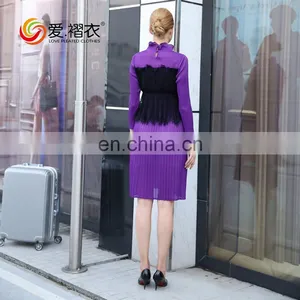 2017 Elegant Women Clothes Fake Two Pieces Bandage Dress With Lace Design thumbnail-4