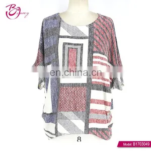 Customizable Checked Casual Print Fat Women Latest Blouse thumbnail-3