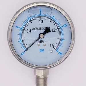 100mm All Stainless Steel Oil Filled Anti-shock Pointer Pressure Gauge With Dual Scale thumbnail-3