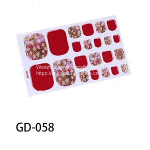 Nail Sticker Adhesive Toenail Art Polish Tips French Glitter Sequins Nail Wraps Strips Easy To Wear Manicure for Women thumbnail-1