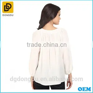 2016 Custom Latest Design White Casual Summer Blouse for Women thumbnail-4