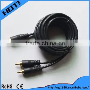 Y Type Car Rca Cable 1 to 2 Auxiliary Cable Cord 1M thumbnail-3