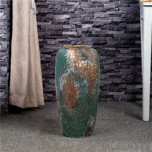 Retro American Countryside 0.5 0.6 0.7 Meter Large Green Ceramic Vase For Home Study Decor thumbnail-2
