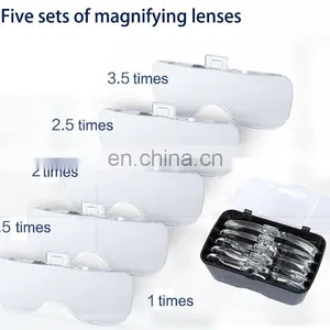 Head-Mounted Repair Inspection Microscopic Carving Cosmetic Embroidery LED Light Magnifying Glass WIth Five Magnification Lens thumbnail-4