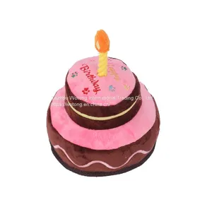 Fast Delivery Squeaky Birthday Cake Dog Chewing Pet Plush Toy PP Cotton Stuffed Pet Plush Toy thumbnail-1