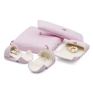 Creative Double Door Leather Box Pair Ring Box Necklace Earring Brooch Bracelet Long Chain Box thumbnail-2