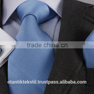 Blue Striped Striped Pocket Square and Cufflink Set Neck Tie, Corbata, Gravate, Krawatte, Cravatta, Fashion Tie thumbnail-1