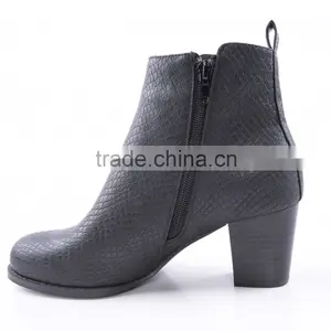 Snake Print Upper Material New Design Cheap Cowboy Safety Side Zipper Ankle Boots thumbnail-4
