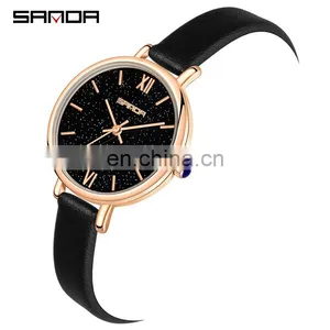 Sanda P1055 Vintage Women Quartz Wristwatch Set Stainless Steel Mesh Analog Simple Design Western Watches Ladies thumbnail-2