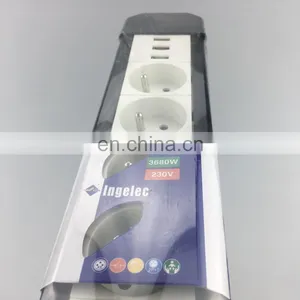 Yiwu Jinmin Ingelec 5 Way AC Power Supply 2 USB Plugs Outlet Extension Sockets With Surge Protector 230V 16A For Euro/Russia thumbnail-3