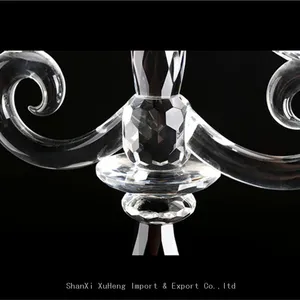 Wholesale Custom Crystal Glass Candle Holder Wedding Decor 3 Arms Candlesticks Crystal thumbnail-5