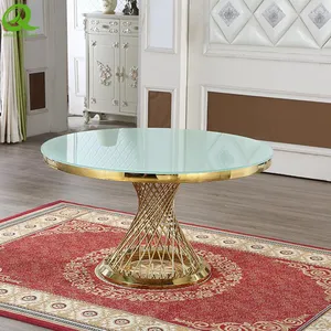 High Quality Luxury Gold Stainless Steel Dining Table Marble Top Restaurant Table For Home Hotel thumbnail-2