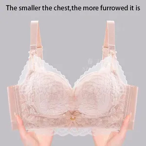 Factory Sale Womens Lace Underwire Padded Plus Size Bra Sexy Lace 3/4 Cup Bra thumbnail-4