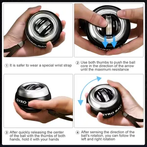 Magnetic Luminous Power Ball Finger Grip Gyro Wrist Exercise Fitness Decompression Training for Arm Workout thumbnail-4