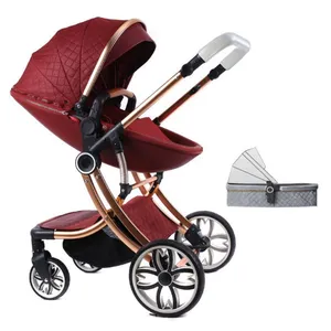 Ergonomic Eggshell Baby Stroller Luxury Aluminium Baby Trolley Two-way Push Carry Cot Baby Pram Can Sit And Sleep Egg Shell Baby Stroller thumbnail-1