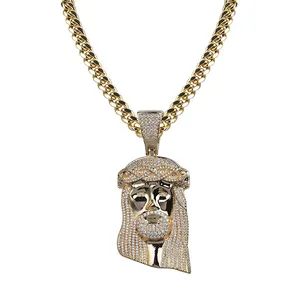 Hip Hop AAA CZ Zircon Stone Paved Bling Iced Out Big JESUS Piece Pendants Necklace for Men Rapper Jewelry Gold Color thumbnail-2
