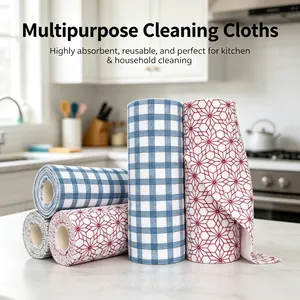 Two Layer Kitchen Cleaning Cloth for Wet and Dry Cleaning Super Absorbent Microfiber Reusable House Cleaning Cloth thumbnail-1