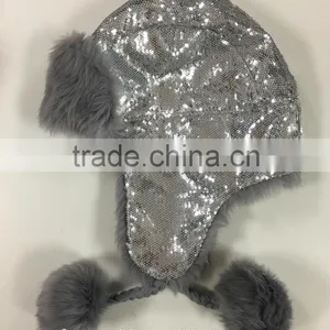 High Quality Children Sequin Trapper Hat With Soft Faux Fur Lining thumbnail-2
