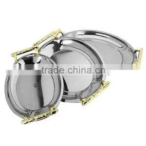 Fashion India Wedding Decoration Tray Vintage Metal Serving Tray With Handles thumbnail-2