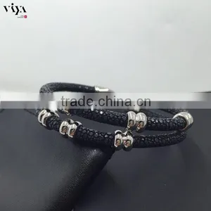 2016 New Trendy Most Popular Wholesale New Year's Gift Item Luxury Stingray Leather Bracelet For Men thumbnail-3