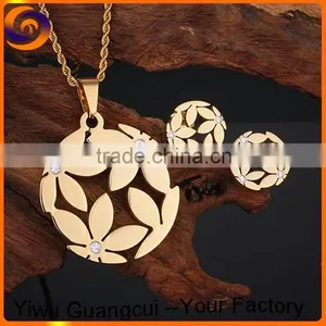 Stainless Steel Hawaiian Flower Costume Jewelry Set thumbnail-1