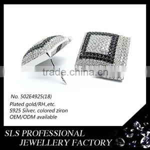 2015 American Funky Style Colorful CZ 925 Silver Rhodium Plated Butterfly Push Stud Earrings thumbnail-3