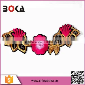 BOKA Iron on Embroidered Flower Patches With Gold Lurex thumbnail-1