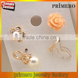 New Sexy Flowers Heels Shoe Asymmetric Earrings Women 18K Gold Plated thumbnail-1