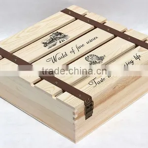 Wholesale Wine Bottle Holder 4 Bottle Wine Box Wood thumbnail-3
