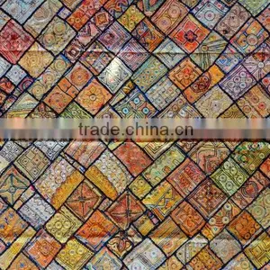 Handmade Vintage Maharaja Carpet, Patchwork Rug Old, Antique Luxury Wall Art, Royal Wall Hanging, King Carpet, Rectangle thumbnail-2