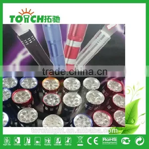 Colorful Mini 9 Leds Flashlight Waterproof Mini Torch Flashlight for 3*AAA Battery Led Aluminum Flahslight for Camping thumbnail-6