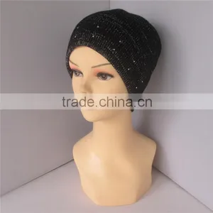 Crystal Decoration Soft Acrylic Custom Design cc Beanie Wholesale thumbnail-1