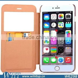 Flip PU Leather Case With Window for IPhone 6 Plus 5.5", Window View Smart Case for IPhone 6 Plus thumbnail-2