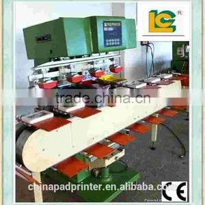 4 Color Open Ink Well Tray Pad Printer With Oval Conveyor SPM4-200-16TN thumbnail-1