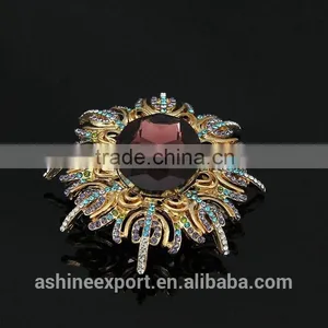 Generous Oval Bulk Crystal Sun Flower Rhinestone Brooch/handmade Rhinestone Brooch thumbnail-4